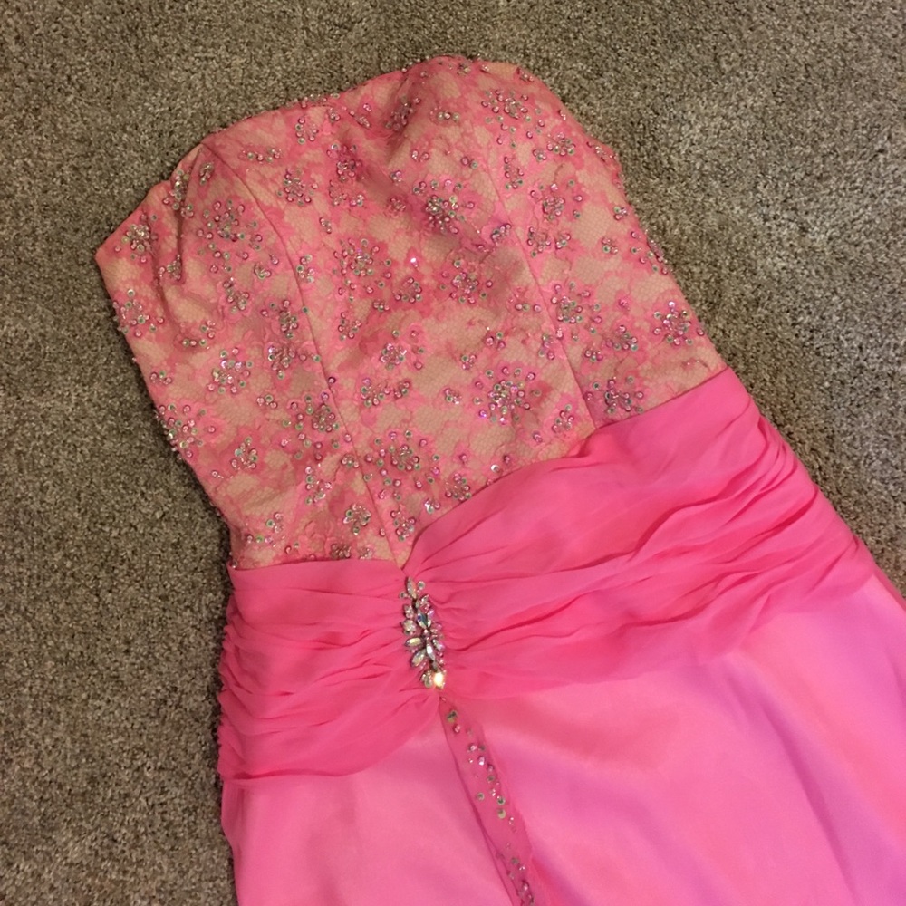 Tiffany Designs Pink strapless Gown size 12